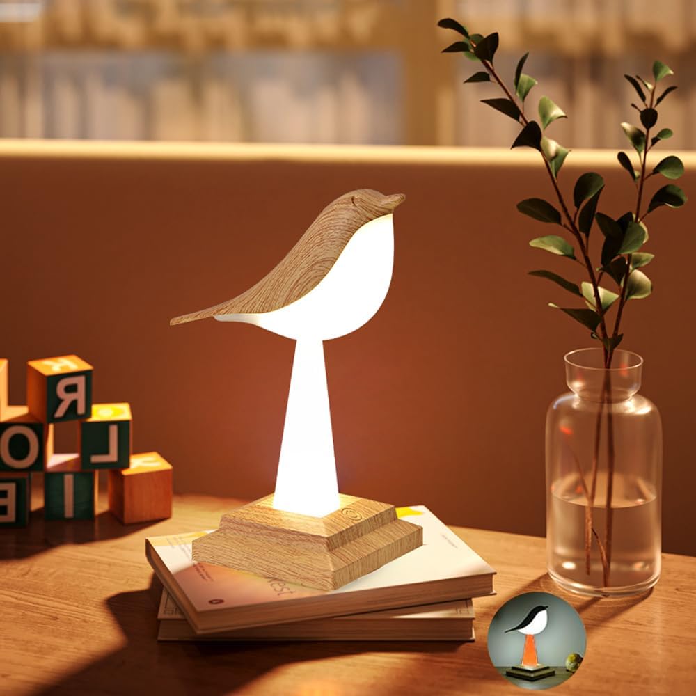 Veilleuse LED Oiseau en Bois