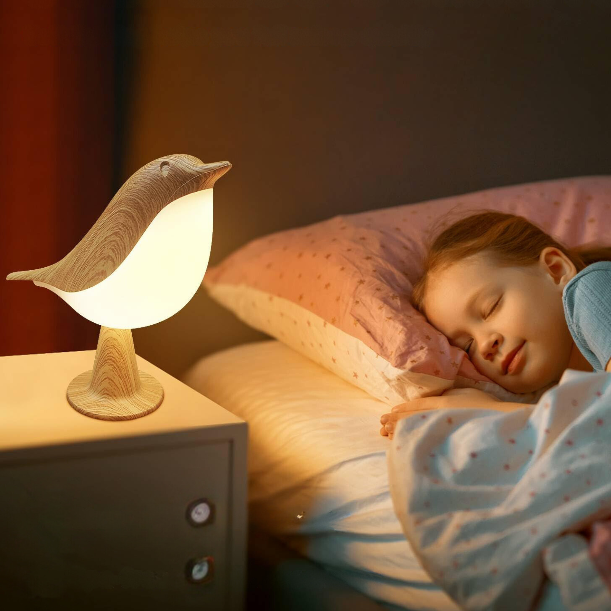 Veilleuse LED Oiseau en Bois